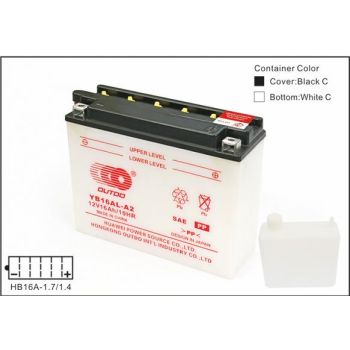 Aku 12v, 16ah, 205x71x164, -/+, kuivl.
