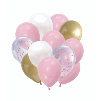 Õhupallikomplekt valge/kuldne/roosa/konf