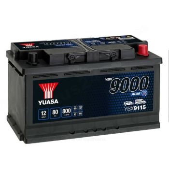 YUASA 12V 80Ah 800A AGM 317X175X190 -/+