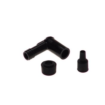 Süüteküünla piip LB05F 8051, nurk 90°, küünla keere 14mm, korpus eboniit, süüteküünla korgi värv must sobib APRILIA; BMW; CAGIVA; GAS GAS; HONDA; HUSQVARNA; ITALJET; KAWASAKI