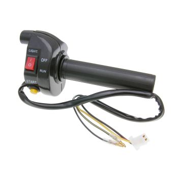 throttle tube w/ light and start switch black - universal