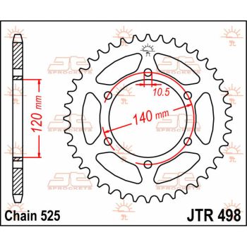 SPROCKET REAR 38T 525