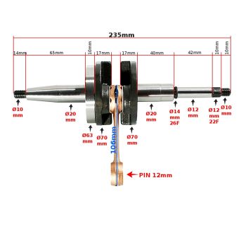 WAŁ KORBOWY PEUGEOT LUDIX SPEEDFIGHT KISBEE DJANGO JET FORCE STREETZONE 50 RMS