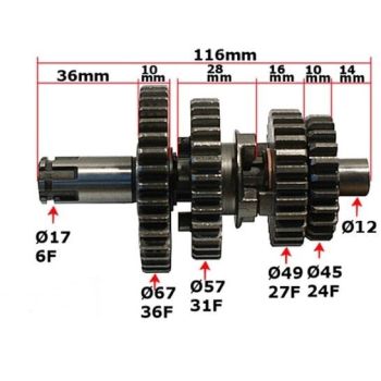 WAŁEK ZDAWCZY SKRZYNI BIEGÓW CROSS STREET 125 4 BIEGI TZ
