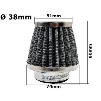 FILTR POWIETRZA ATV 110 38mm HB SILNIK POZIOMY Z OZNACZENIEM 139FMB, 147FMD, 152FMH, 154FMI WYSTĘPUJĄCY W ATV CHIŃSKIE QUADY, MOTOROWERY STREET, CROSS, CZOPER