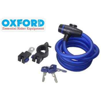 BLOKADA ZABEZPIECZENIE PRZECIWKRADZIEŻOWE OXFORD LINKA CABLE LOCK Z ZAMKNIĘCIEM DŁ.1,8x12mm KOLOR NIEBIESKI