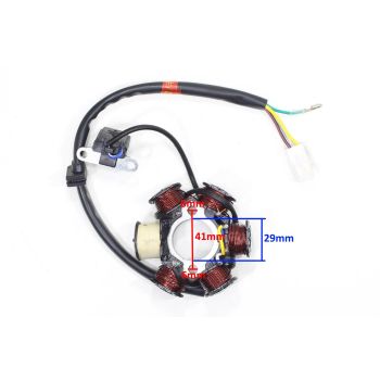 APARAT ZAPŁONOWY STATOR ATV 110 6 CEWEK 5 KABLI SILNIK POZIOMY Z OZNACZENIEM 139FMB, 147FMD, 152FMH, 154FMI WYSTĘPUJĄCY W ATV CHIŃSKIE QUADY, MOTOROWERY STREET, CROSS, CZOPER