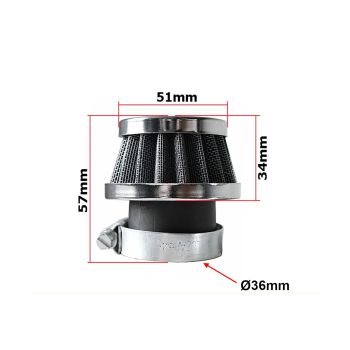 FILTR POWIETRZA ATV 70/110/125 HB 36mm KRÓTKI SILNIK POZIOMY Z OZNACZENIEM 139FMB, 147FMD, 152FMH, 154FMI WYSTĘPUJĄCY W ATV CHIŃSKIE QUADY, MOTOROWERY STREET, CROSS, CZOPER