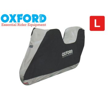 POKROWIEC NA MOTOCYKL OXFORD AQUATEX VER 2 L KOLOR SREBRNY Z MIEJSCEM NA KUFER CENTRALNY