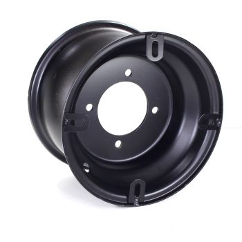 FELGA ATV 7"  4 ŚRUBY ATV 125 CZARNA Z UCHWYTEM NA OCHRANIACZ POKRYWĘ DEKORACYJCNĄ FUXIN WB Średnica całkowita felgi:199mm Szerokość felgi: 131mm Rozstaw śrub: 88mm Otwór centrujący: 67mm