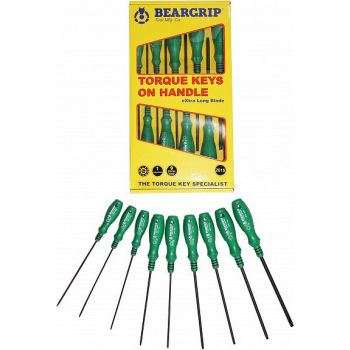 9-OS. TORX KRUVIKEERAJATE KOMPL. T8-T40. MOSIV ERITERAS. ROHELINE 1K PEA BEARGRIP