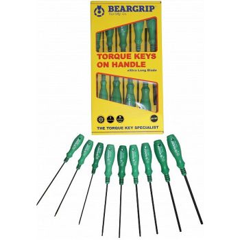 9-OS. AVAGA TORX KRUVIKEERAJATE KOMPL. TH8-TH40. MOSIV ERITERAS. ROHELINE 1K PEA BEARGRIP