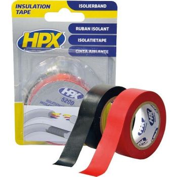 PVC ELEKTRIKU TEIP 19MM/10M 2 TK MUST+ PUNANE ISOLEER HPX