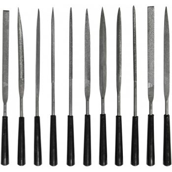 12PCS SLIM NEEDLE FILE SET . COATED HANDLES