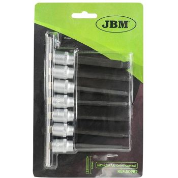 7-OS. 3/8" PIKKADE KUUSKANT PADRUNOTSIKUTE KOMPLEKT 4-10MM. KUULOTS. SIINIL JBM