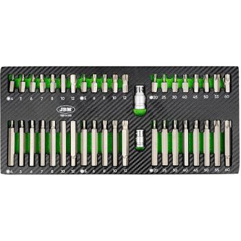 42-OS. 10MM(3/8") TORX. KUUSKANT. 12-TÄHIK OTSIKUTE KOMPLEKT PU-PANEELIS JBM