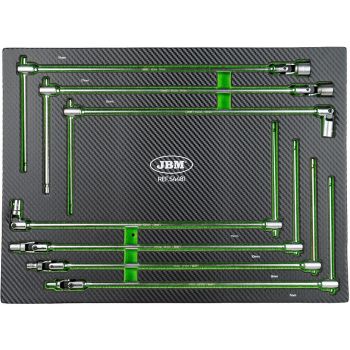 7-OS. KARDAANIGA T-KÄEPIDE PADRUNVÕTMETE KOMPL. 7-19MM. PU-PANEELIS JBM