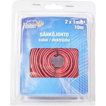 ELEKTRIJUHE 2X1MM PUNANE/MUST 10M IP
