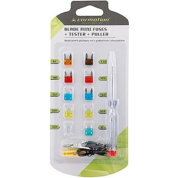 KAHVELKAITSMETE 10-OS. KOMPLEKT "MINI" + TESTER 6-24V CARMOTION