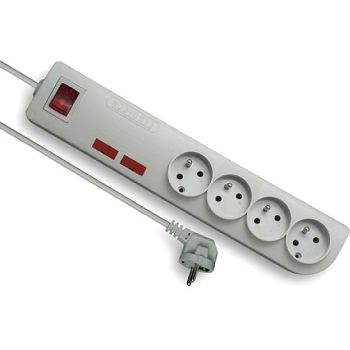 KONTORI PIKENDUSJUHE LÜLITIGA ELEKTROONIKA KAITSEGA 4 PESA 3M 3X1.0MM2 VALGE