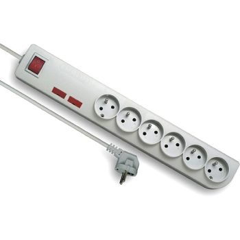 KONTORI PIKENDUSJUHE LÜLITIGA ELEKTROONIKA KAITSEGA 6 PESA 5M 3X1.0MM2 VALGE