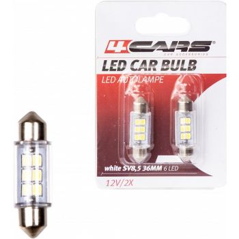 12V SV8.5-8 LED PIRN 36MM VALGE BLISTER 2TK 4CARS