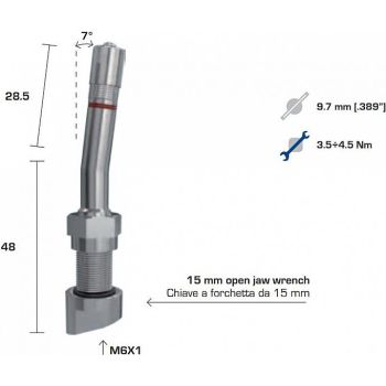 TPMS VENTIIL WONDER 1393 VEOAUTO VALUVELJELE 9.7MM