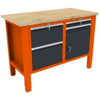 TÖÖLAUD SAHTLITEGA 1245X620MM. MET. PLAAT. SAHTLID+KAPP SWT12/6 MALOW