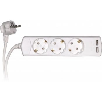 KONTORI PIKENDUSJUHE 3 PESA+2-USB 1.5M 3X1.0MM2 VALGE