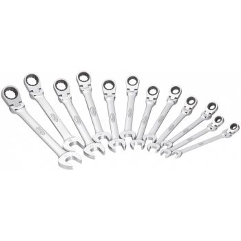 RATCHETING COMBINATION WRENCH SET WITH HINGE ? SIZE 8?–?19 MM ? 12 PIECES