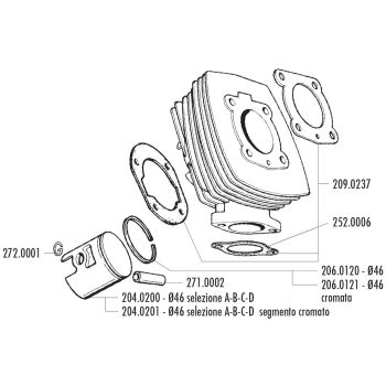 silindrikomplekt Polini alumiinium sport 65cc 46mm Honda Wallaroo, Peugeot Fox jaoks