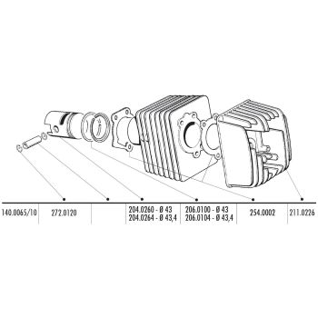 silindrikomplekt Polini malm sport 63cc 10mm kolvisõrm Piaggio Ciao jaoks