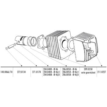 silindrikomplekt Polini malm sport 70cc 10mm kolvisõrmega Piaggio Ciao jaoks