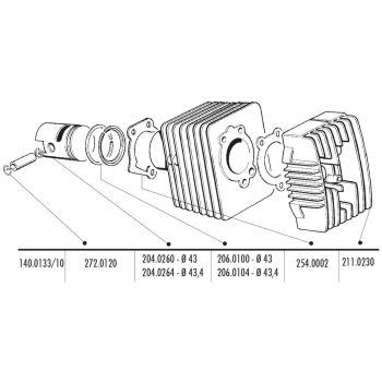 silindrikomplekt Polini malm sport 63cc 10mm kolvisõrm Piaggiole, Vespa Bravole, Bossile, Grillole, SI-le