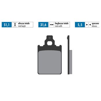 brake pads Polini organic for Piaggio Quartz, Italjet Formula, Piaggio SKR
