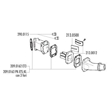 sisselaskekollektor Polini lamellklapp 30/36mm Piaggio Ape 50 FL, FL2, FL3, RST Mix koos 24-30mm PWK karburaatoriga
