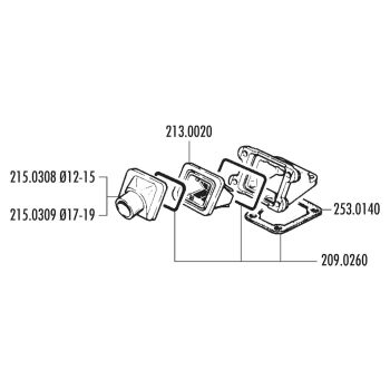 sisselaskekollektor Polini lamellklapp 19/24mm Peugeot 103, 103 SP, HP, MVL 50 jaoks