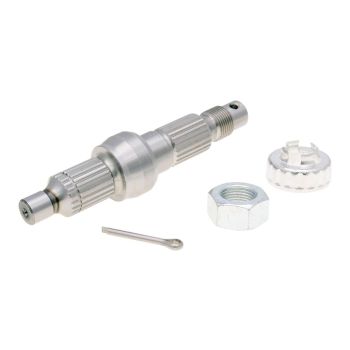 väljundvõll 126mm koos rattamutri, kroonmutri ja lõhestatud splindiga Piaggio, Gilera jaoks