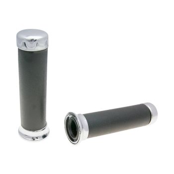 handlebar rubber grip set Domino 2470 on-road w/ chromium-plated end cap
