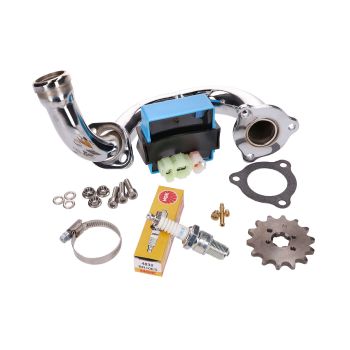 derestriction kit CDI unit adjustable / chromed manifold for Derbi Senda, Aprilia RX, SX, Gilera RCR, SMT 2018- (Euro4)