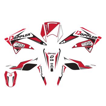 decal set Doppler black-red-white for Derbi Senda 2011-2017