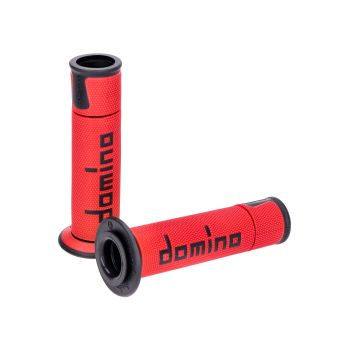 handlebar grip set Domino A450 on-road racing red / black with open ends