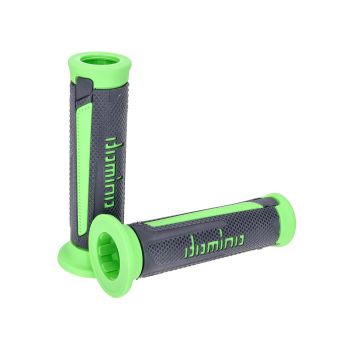 handlebar grip set Domino A350 On-Road gray / green with open ends