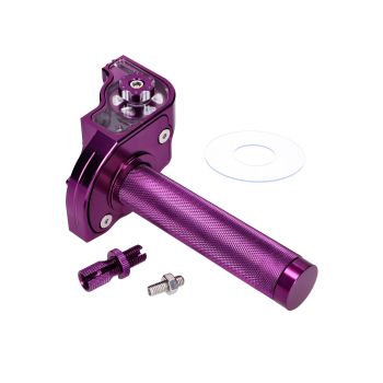 Short-stroke throttle grip purple CNC for 22mm handlebars for moped, moped