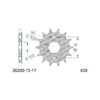 AFAM eesmine hammasratas 15 hammast 428 mudelitele Kymco Pulsar, Sector, Maxxer, Derbi, Honda, Daelim