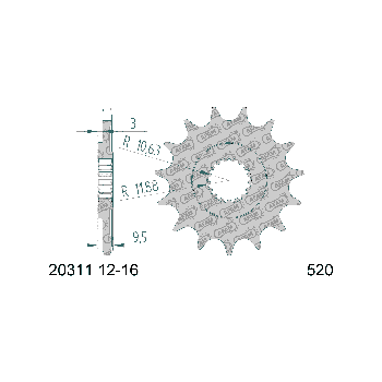AFAM eesmine hammasratas 14 hammast 520 mudelitele Honda TRX 450R, CR, CRE, CRF, CRM