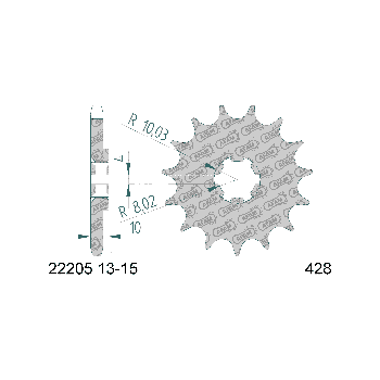 AFAM eesmine hammasratas 14 hammast 428 mudelitele Hyosung GA 125, GF, GS, GT, GV, RT 125, Suzuki