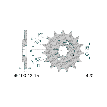 AFAM eesmine hammasratas 13 hammast 420 Caviga Mito, Derbi Senda, GPR, Fenix