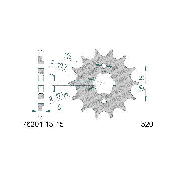 AFAM eesmine hammasratas 14 hammast 520 mudelitele Kymco MXer 150, MXU 150
