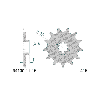 front sprocket AFAM 13 teeth 415 for Aprilia AF1, Classic, Europa, RS50, RX3 5-speed